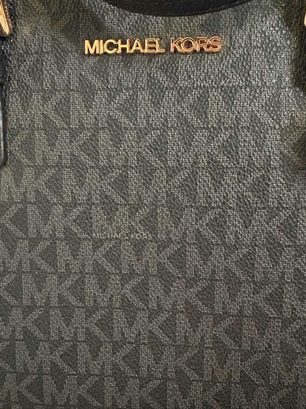 Michael Kors Black MK Signature Tote with Gold Accents - Picture 4 of 13
